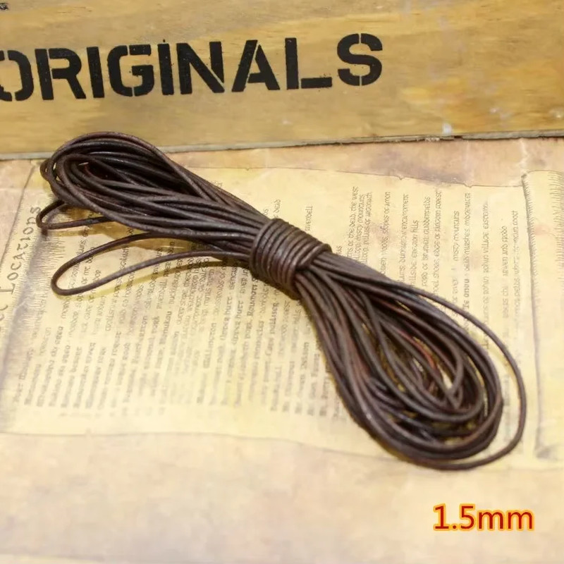 2Meter 1-20Mm Retro Genuine Leather Cord Flat round Cow Leather Strap Rope Threa