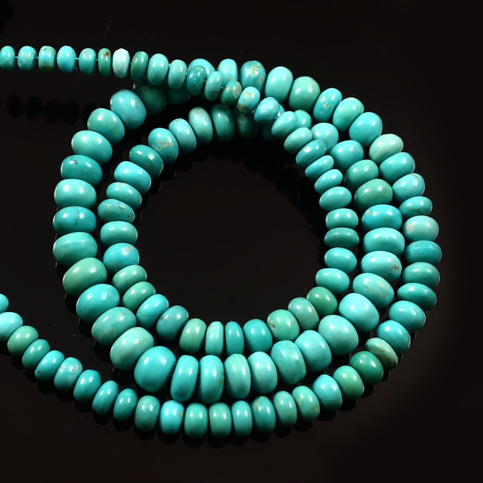 Natural Turquoise Smooth Rondelle Beads Handmade Jewelry Blue Stone NB200