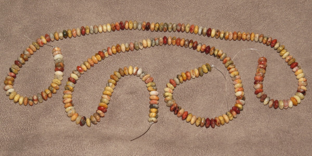 2 (TWO) 16″ STRANDS 5.5MM RONDELLE SHAPE AGATE BEADS BEAUTIFUL WARM EARTH TONES