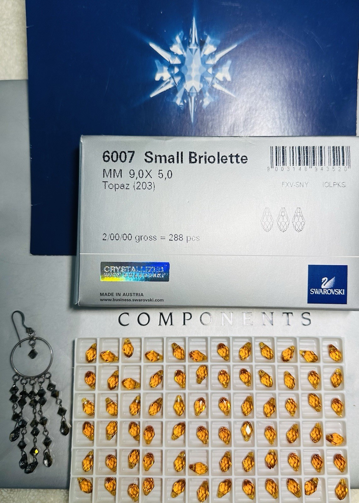 Swarovski Briolette Pendant 6007 9 x 5mm TOPAZ 24Pcs Pack Austria