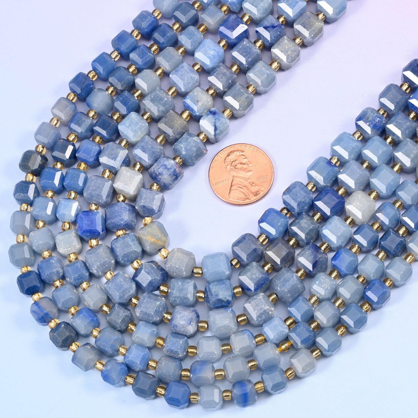 Blue Aventurine Faceted Cube Beads: Size 6mm 8mm, Jewelry Making, 15 inch Strand