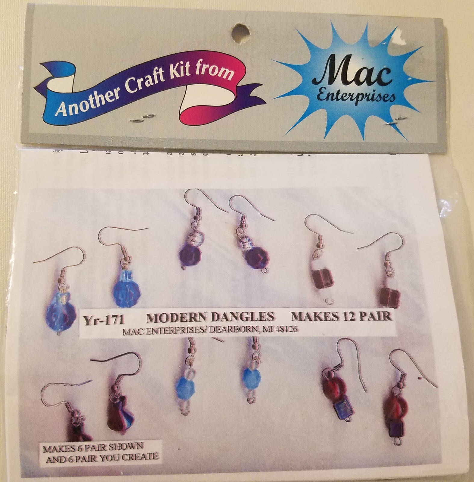 Modern Dangles Earrings Beading Beaded Jewelry Craft Kit Mac Enterprises VTG