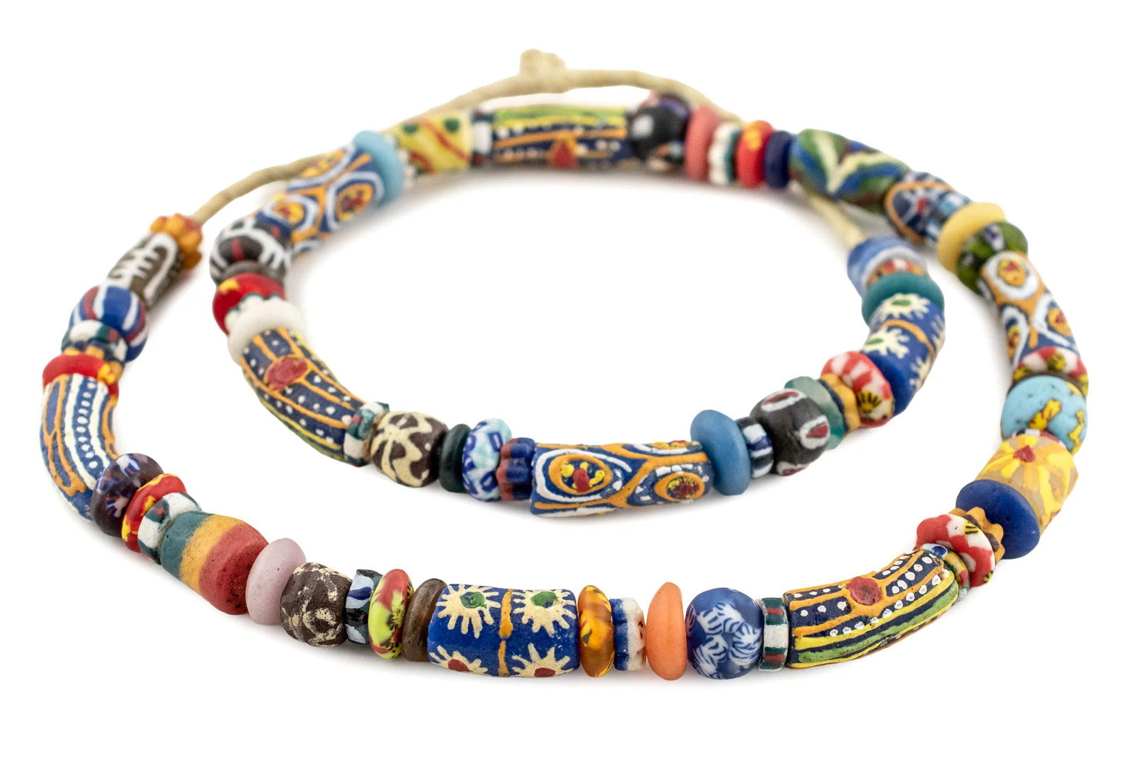 Premium Medley of Ghana Glass Beads 13mm African Multicolor Mixed Large Hole