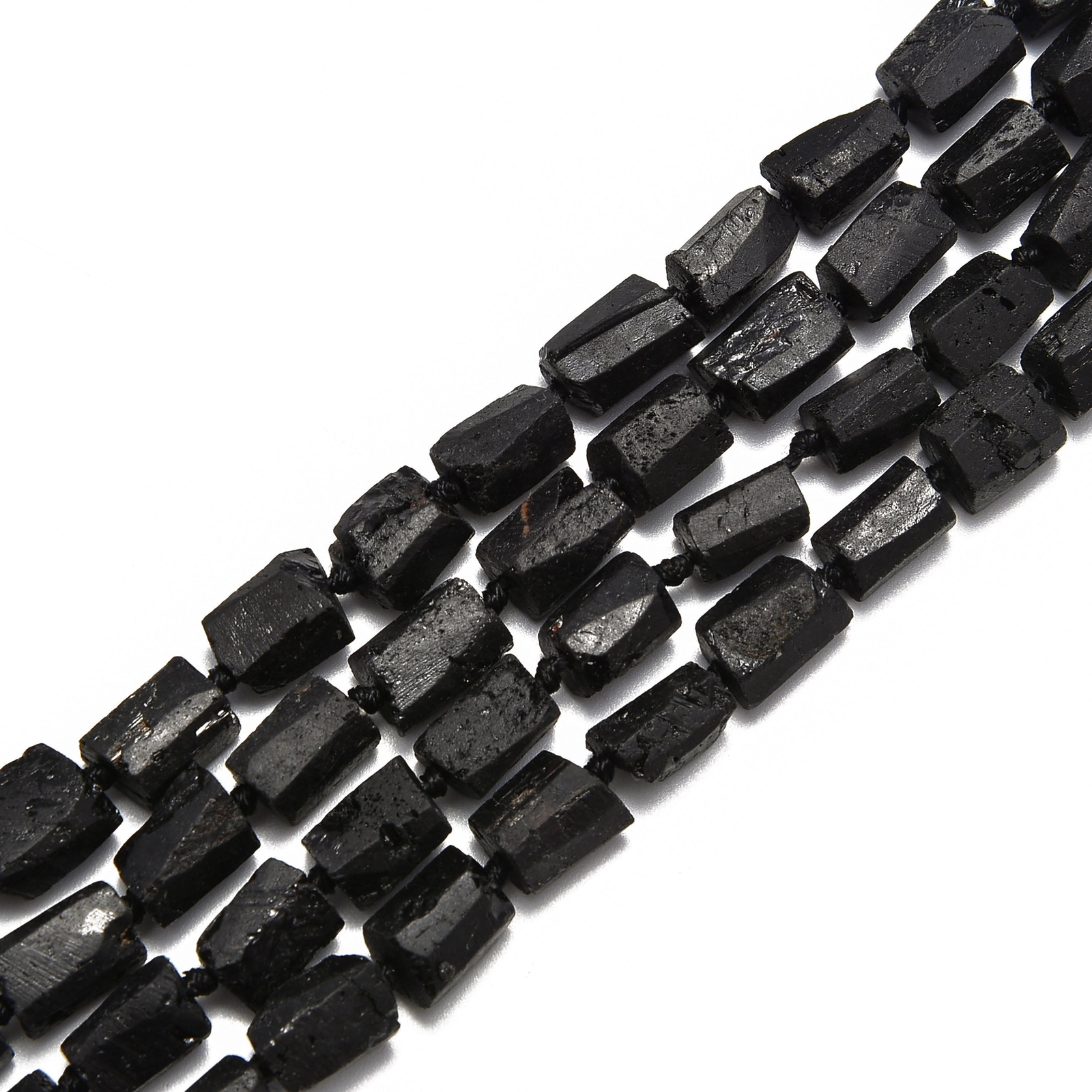 Natural Black Tourmaline Rough Faceted Tube Beads Size 8-9×10-13mm 15.5″ Strand