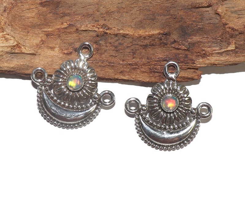 handmade jewelry making Natural opal supply sterling silver fire opal connector