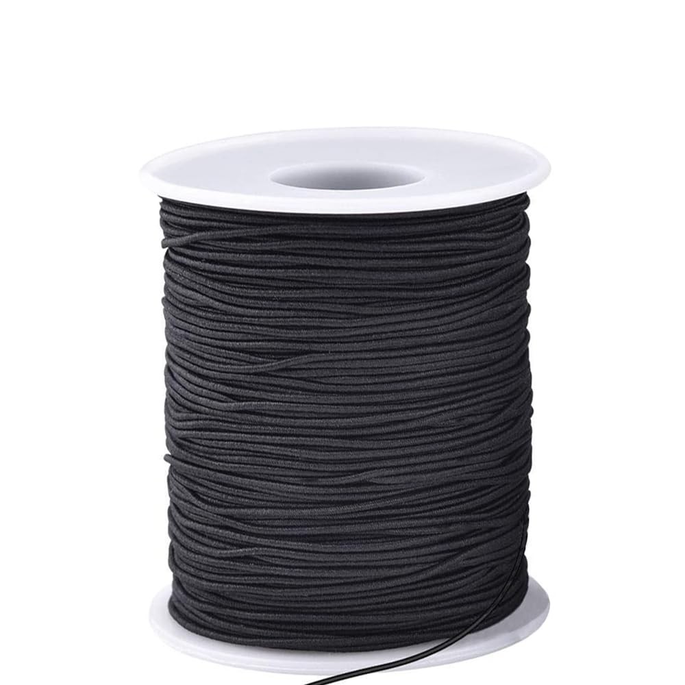 LUSTEMBER Elastic String for Bracelets, 1 mm x 110 Yards Sturdy Black, Black