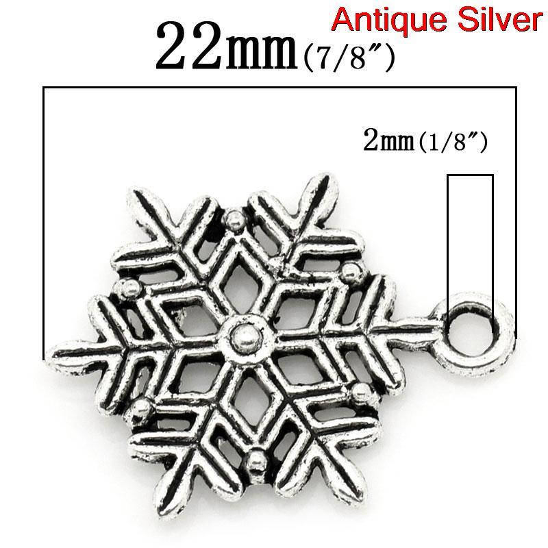 Snowflake Antiqued Silver Plated Winter Charms 10PC Mix CM0236 – 10, 20 Or 50PCs