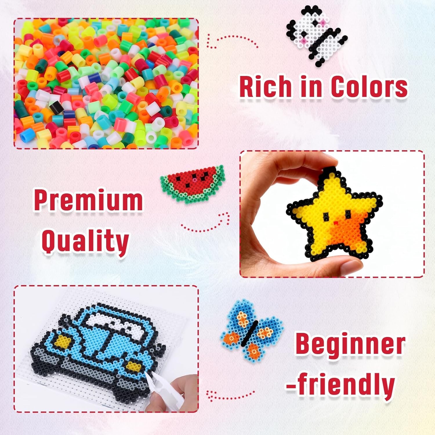 Fuse Beads Kit – 21000 pcs 5mm in 24 Colors Melting Beads with Over 80 Accessori