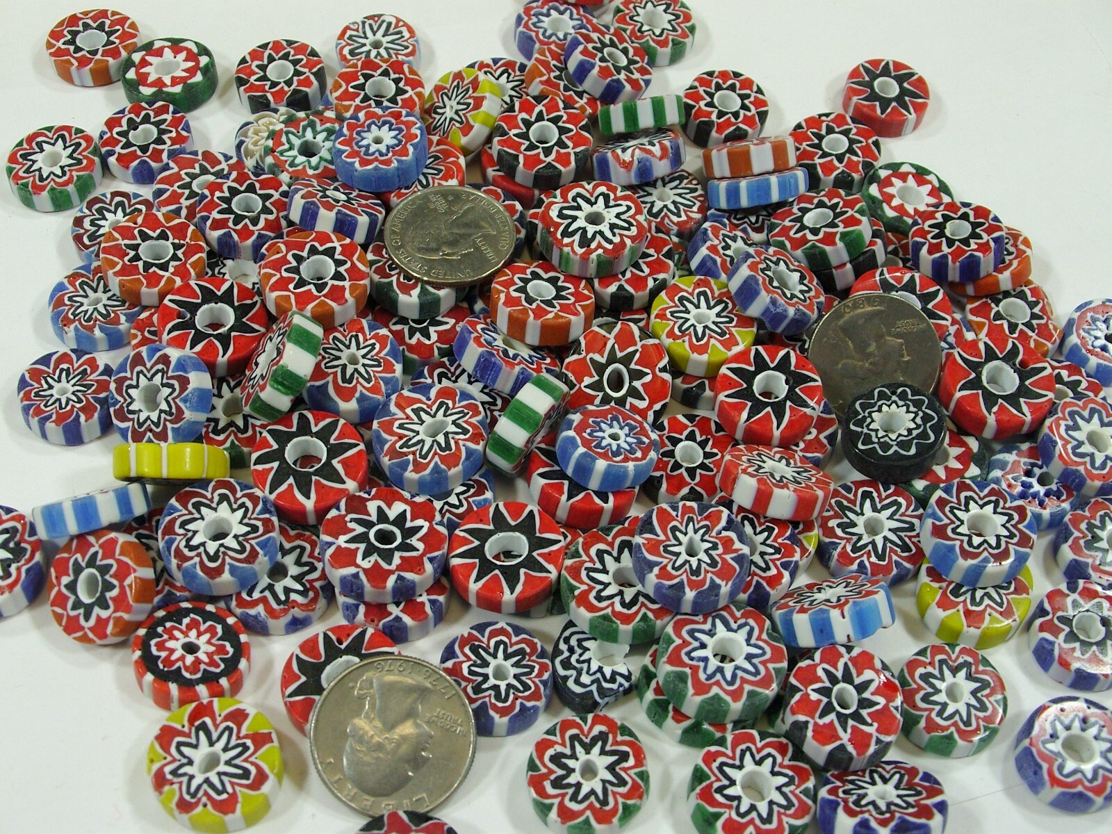 2 Pounds Assorted India Handmade Chevron Glass Beads Wholesale Bulk Lot (WC-91B)