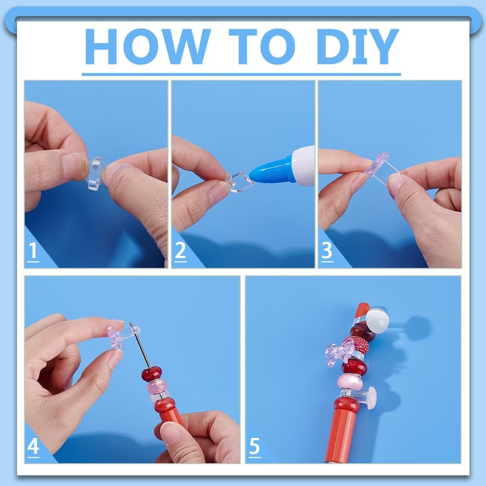 100pcs Acrylic Spacer for Beadable Pens Clear Focal & Spacer Flatback Attachment