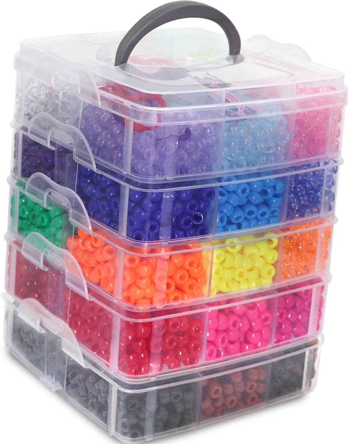 6000pcs Pony Beads Bulk,30 Colors Rainbow Kandi Bead for Hair Braiding Friend…