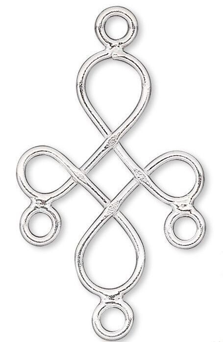 Drop, Fine Silver, 2 Sterling Silver 18x14mm Wire Cross Connectors with 3 Loops