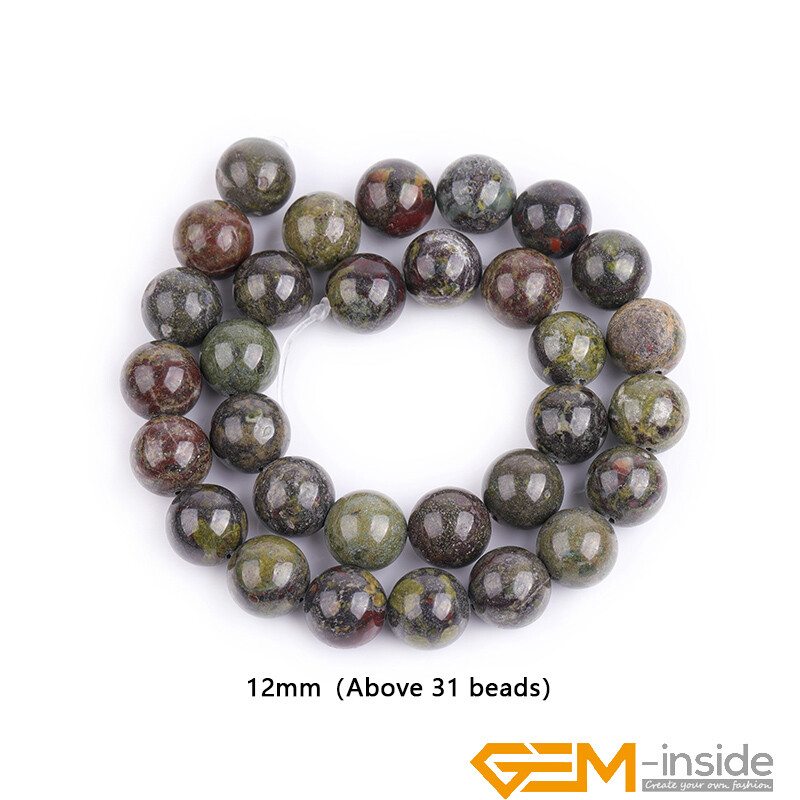 Natural African Dragon Bloodstone Jasper Gemstone Round Loose Spacer Beads 15″