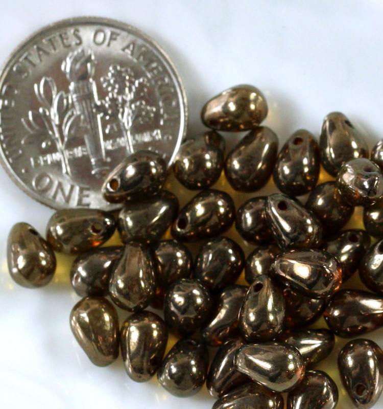 Tear Drop Beads, Lumi Brown, 4x6mm, Czech Glass Beads, Accent Beads, 50 Beads