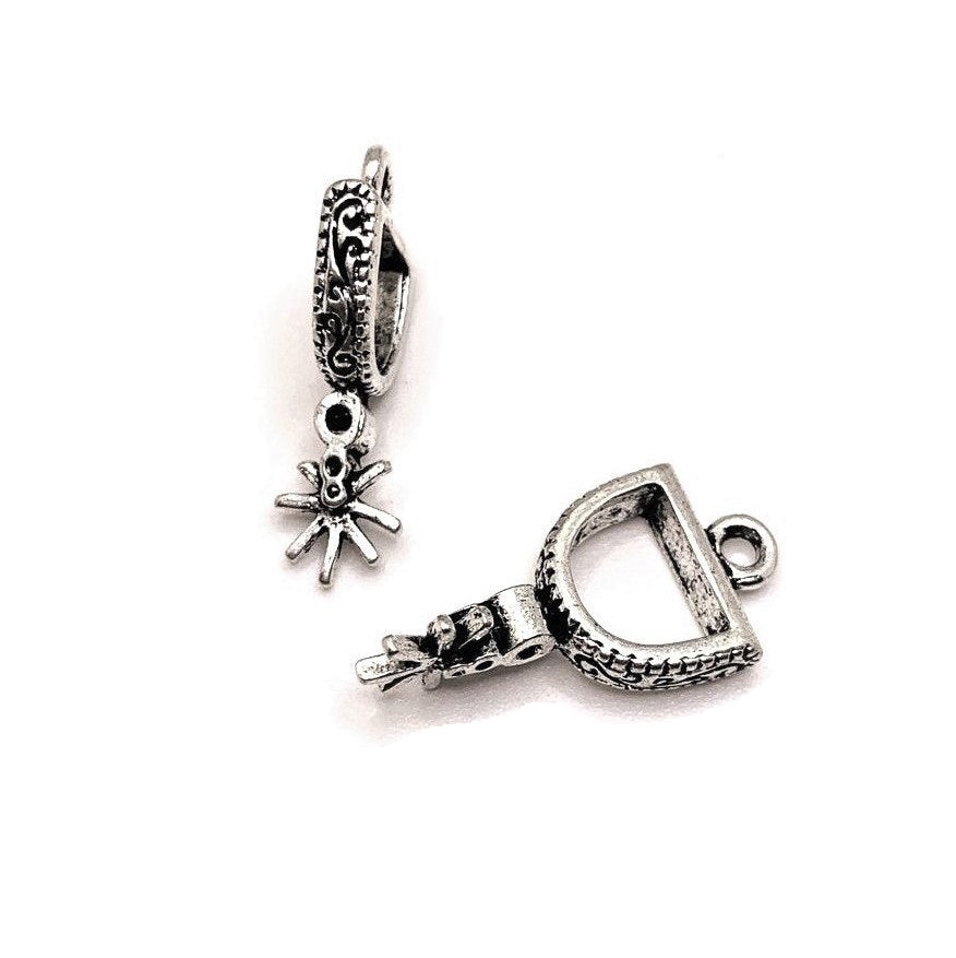 Silver Cowboy Spur Charms, 23x12mm – US Seller