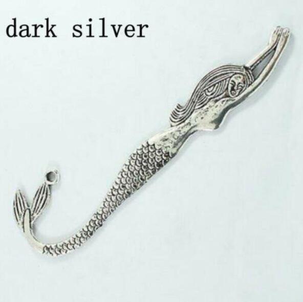 1pcs Tibetan Silver /Bronze /shinny silver Color 2sided crafted mermaid bookmark