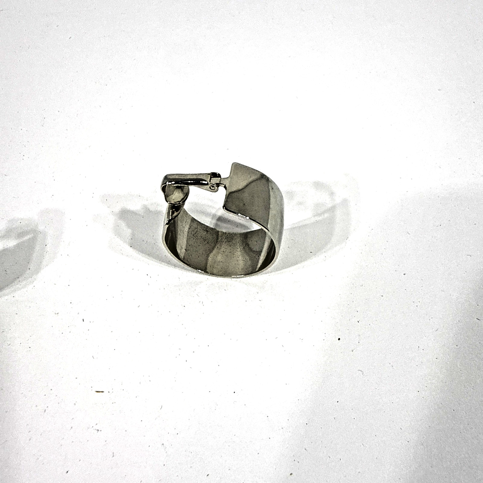 Platinum Tone Brass Cuff Earring Round Clip-On