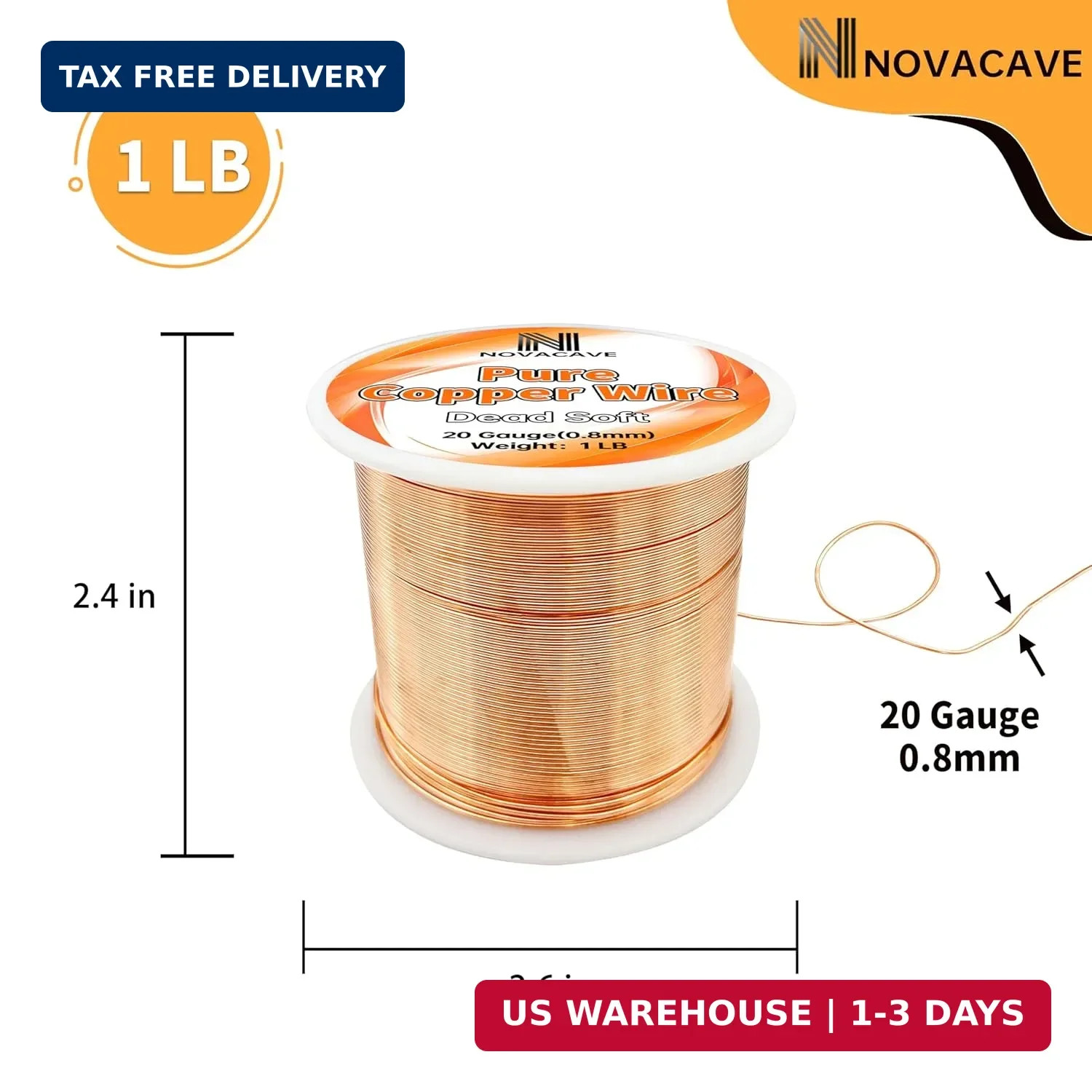 Copper Wire for Jewelry Making, Dead Soft 1 LB Spool Jewelry Wire (20 Gauge, 330