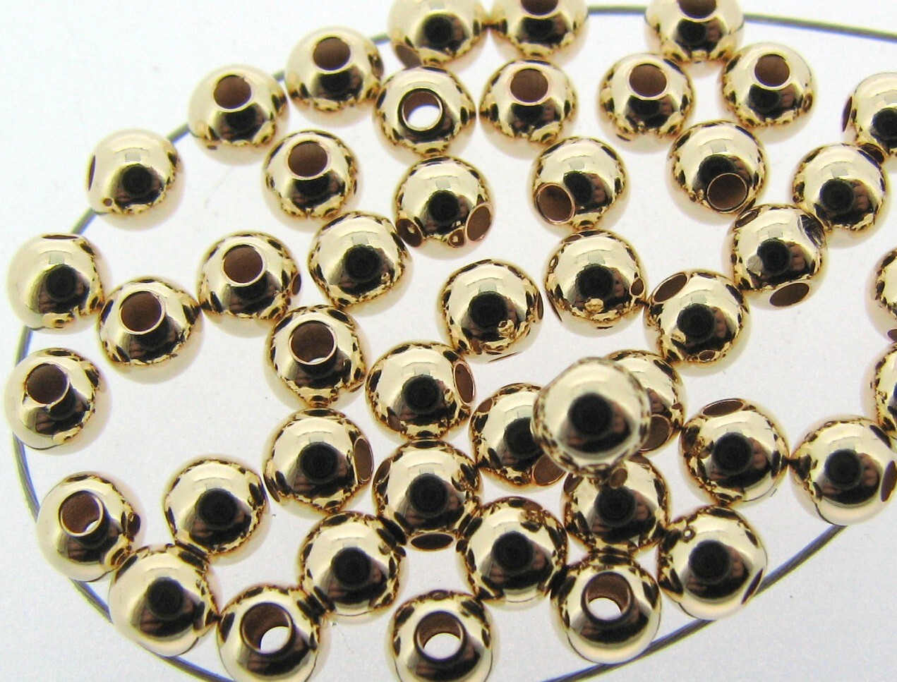 100 ea 14k GOLD FILLED 4mm SEAMLESS Round Beads