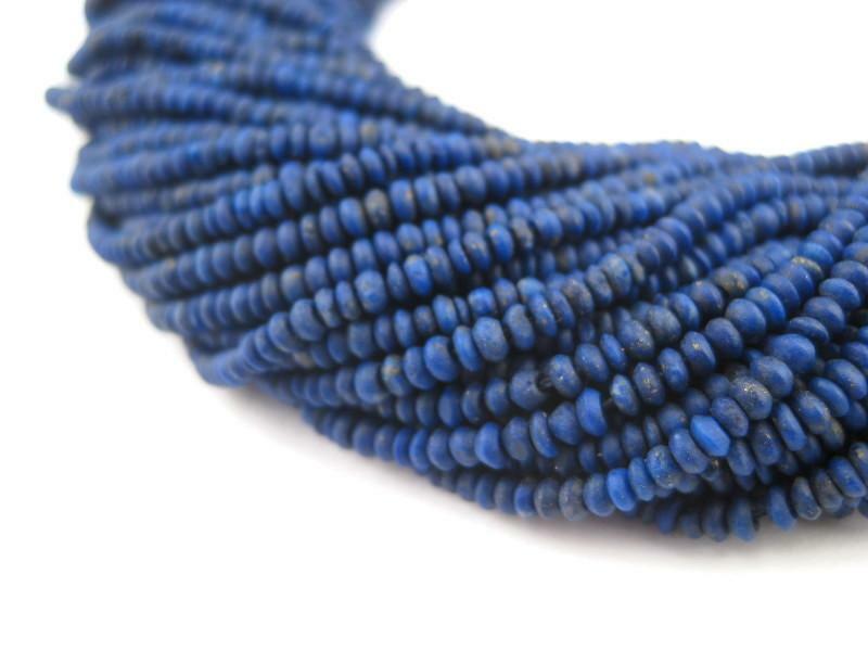 Tiny Lapis Lazuli Heishi Beads 2mm Afghanistan Blue Gemstone 16 Inch Strand