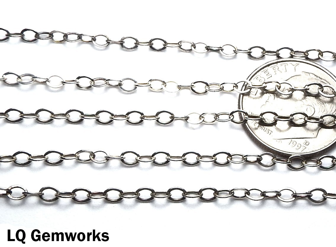 1′ Foot 925 STERLING SILVER Cable Chain Oval 3×2.1mm #875AS