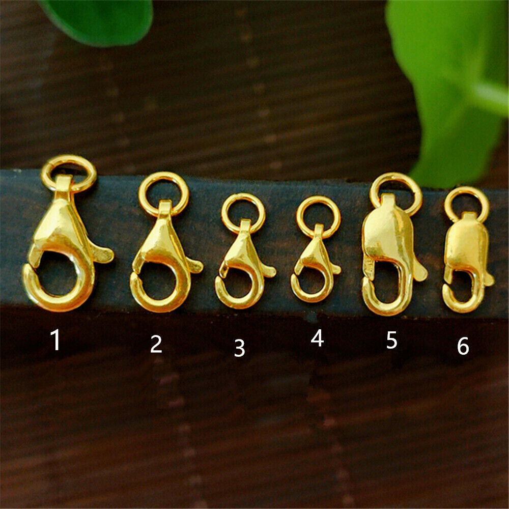 Pure 999 24K Yellow Gold Lobster Claw Clasp Extend Connector Diy For Chain