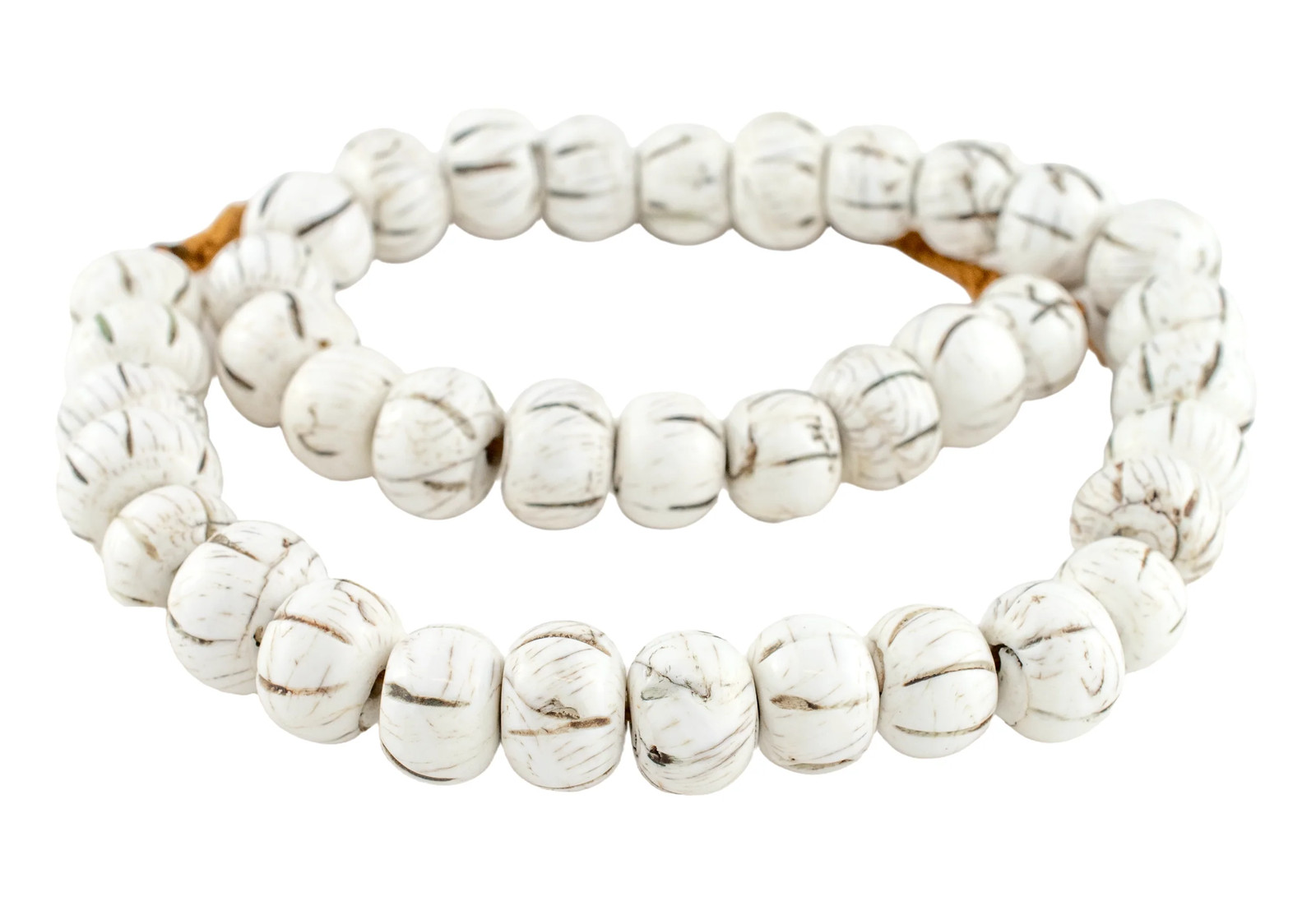 Round Melon Vintage Style Naga Shell Beads 12x17mm Nepal White Large Hole