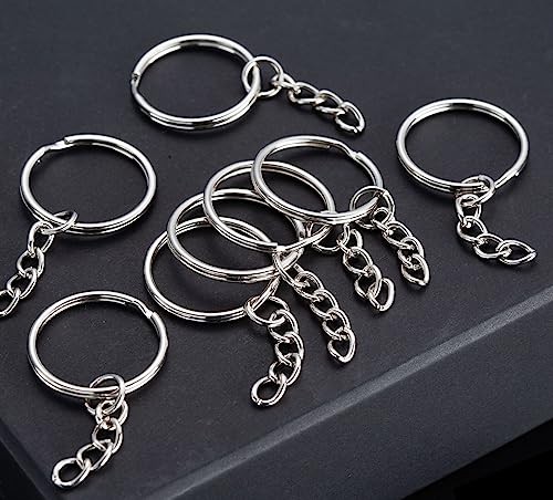 100Sets 1 inch 100Sets Silver 1 inch keychain rings with open jump rings