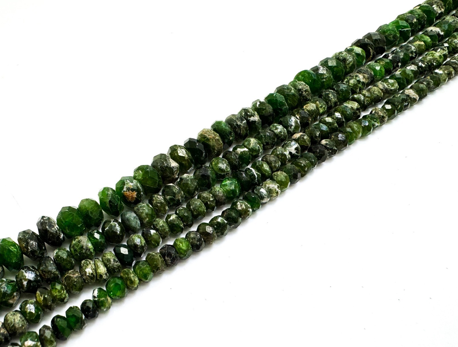 Natural Chrome Diopside Faceted Rondelle Beads Deep Green Gemstone RDF61B