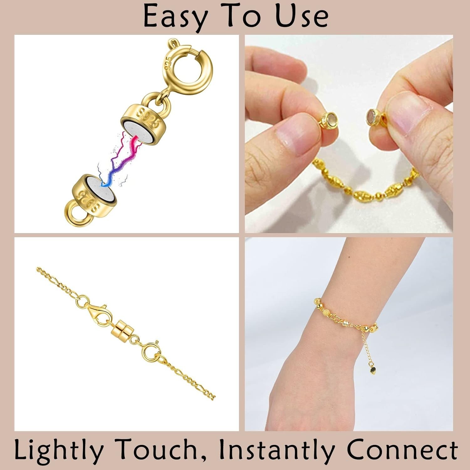14K Gold Plated Magnetic Clasps for DIY Jewelry – Hypoallergenic and Easy to Use
