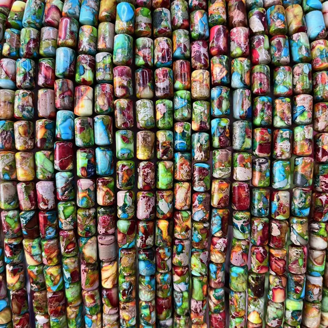 6x10mm Cylinder Natural Imperial Jasper Bucket Shaped Beads for Jewelry Making