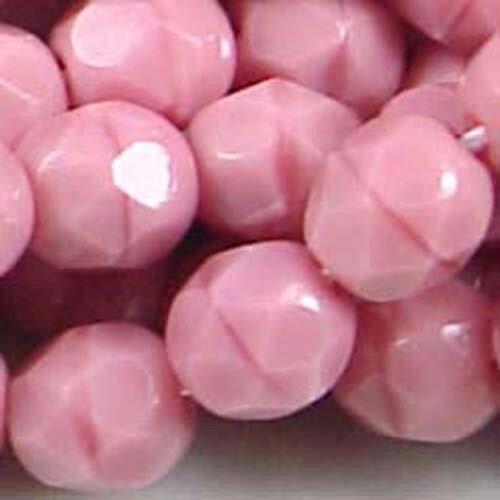 25 Czech glass Firepolish Faceted Round Beads Pink – Coral 6mm
