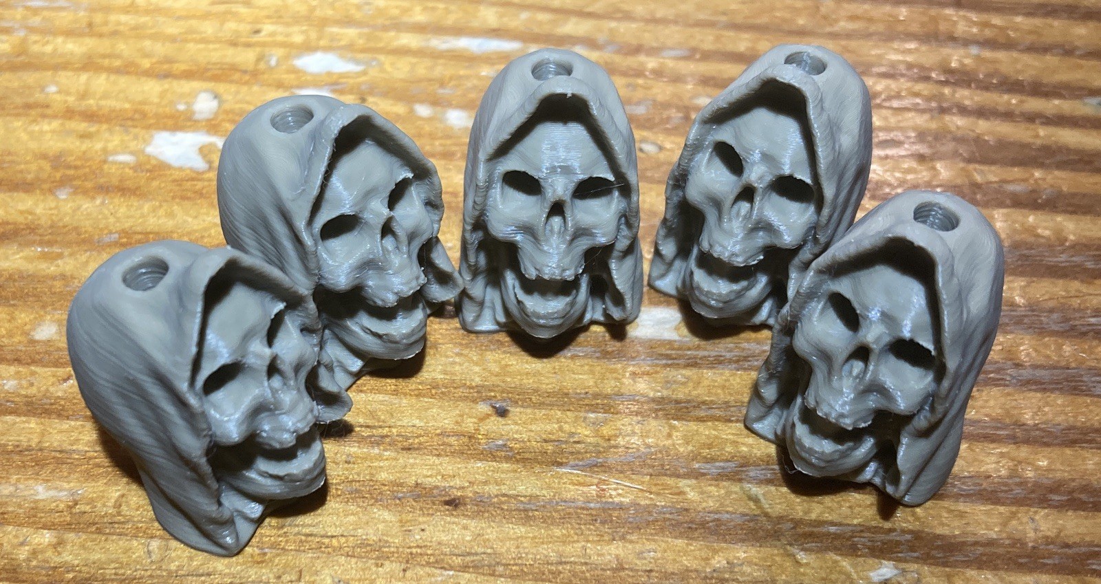 Skull Grim Reaper Dark Earth Color Beads Pack Of 5