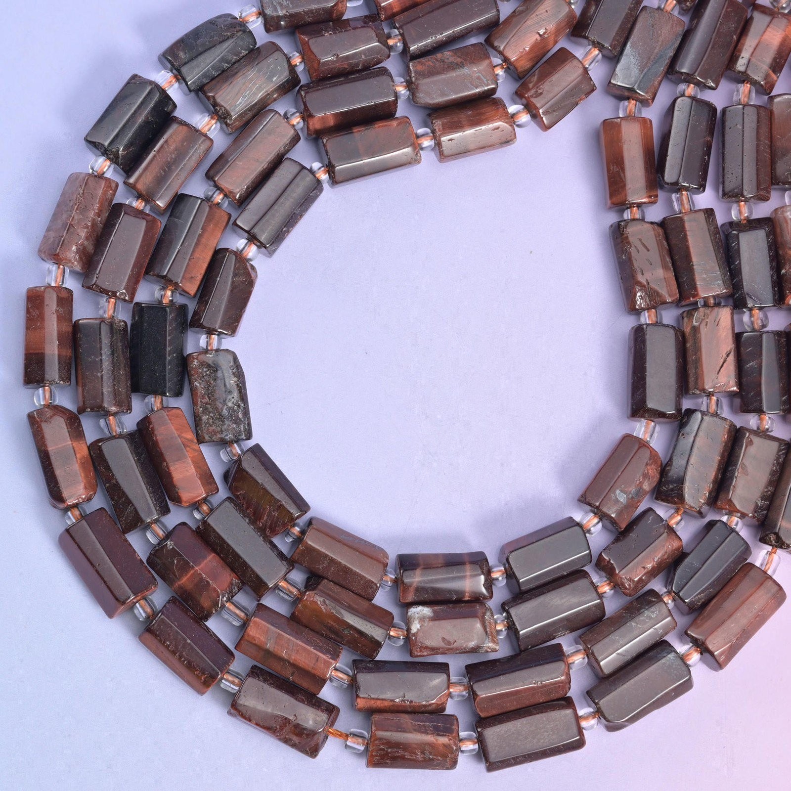 Natural Red Tiger Eye Faceted Tube Beads Size 12x8mm