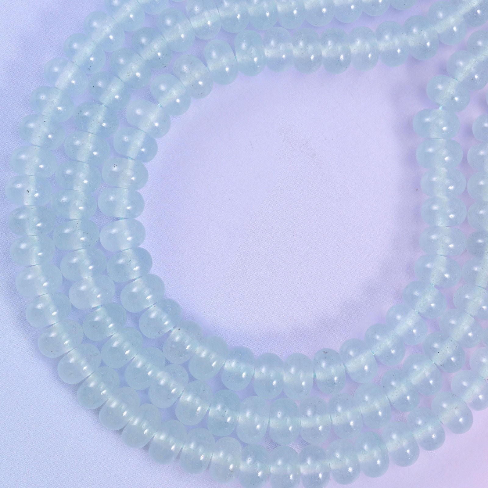 Baby Blue Dyed Jade Smooth Rondelle Beads Jewelry Making Size 5x8mm 15″ Strand