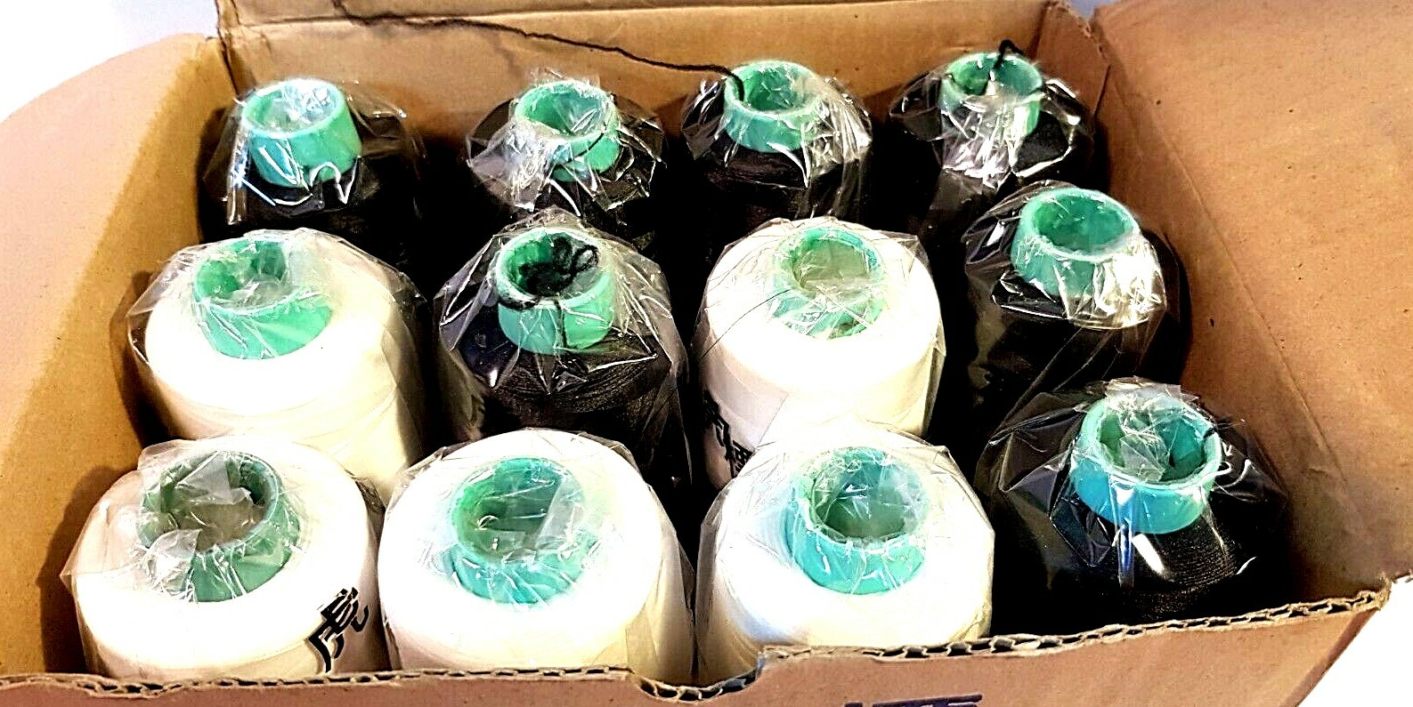 15 Commercial White & Black Elastic Stretch Twine Strings (200 yards per roll)