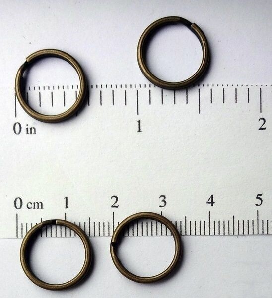 4 Key Rings 15mm Approx 5/8″ Split Ring ANTIQUE BRASS Finish Steel Findings