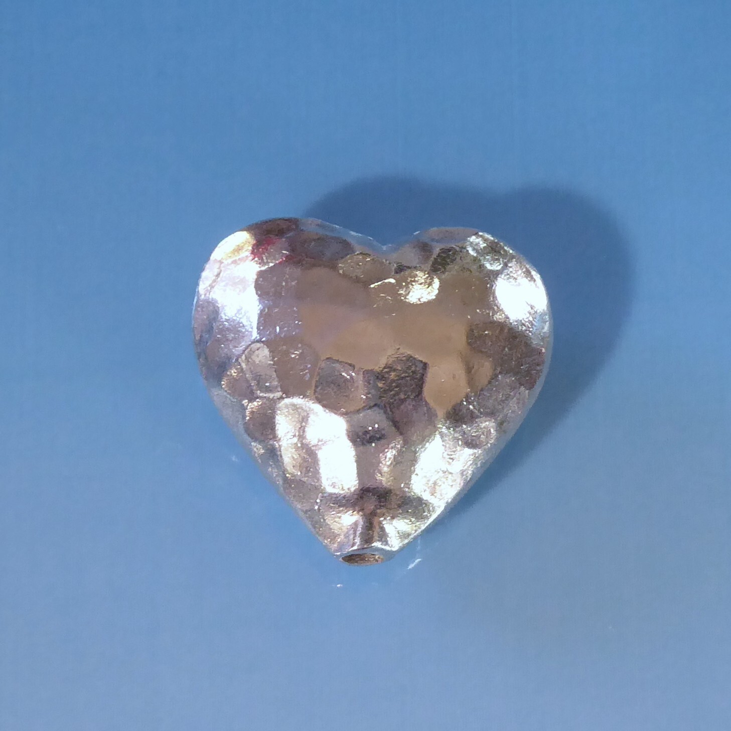 20mm Karen Hill Tribe Fine Silver Puffed Hammered Heart Bead – One Bead
