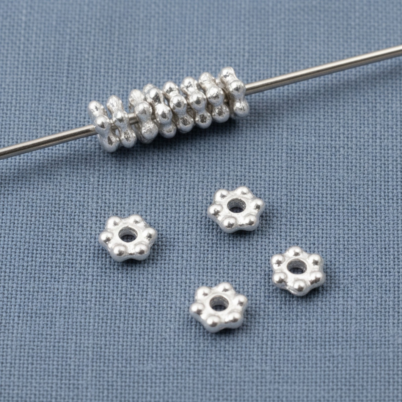 500 Bright Silver 3mm Daisy Spacers: Bulk TierraCast Heishi Beads