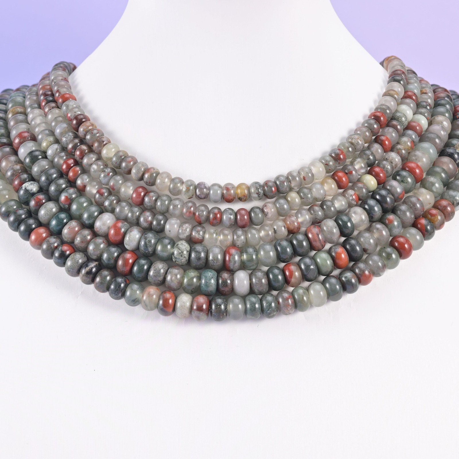 African Bloodstone Smooth Rondelle Beads Jewelry Making 4x6mm 5x8mm 15.5″ Strand