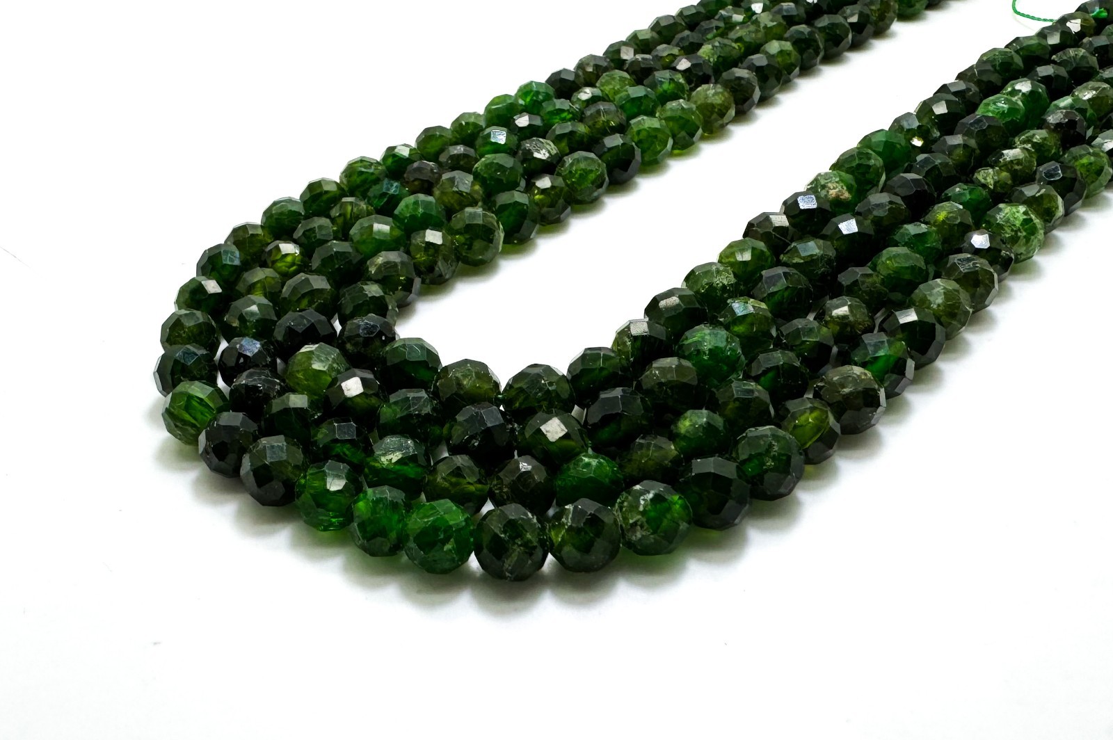 Natural Chrome Diopside Faceted Round Beads Deep Green Gemstone RNF78