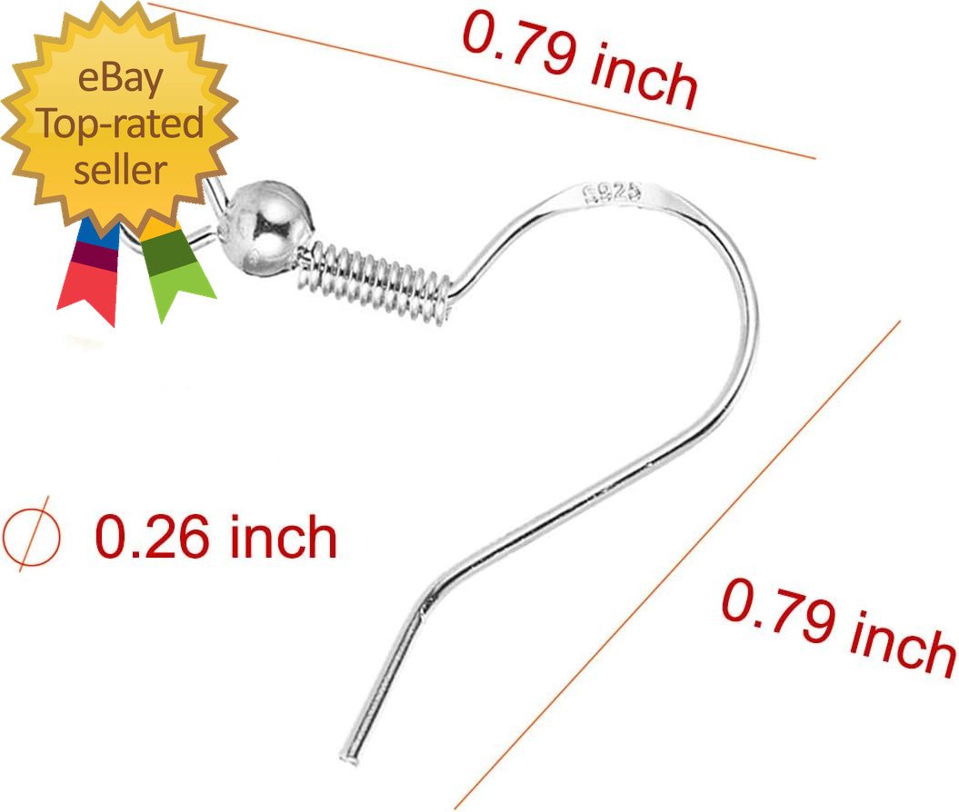 100 PCS / 50 Pairs 925 Sterling Silver Earring Hooks, Hook Ear Wires with 100 PC