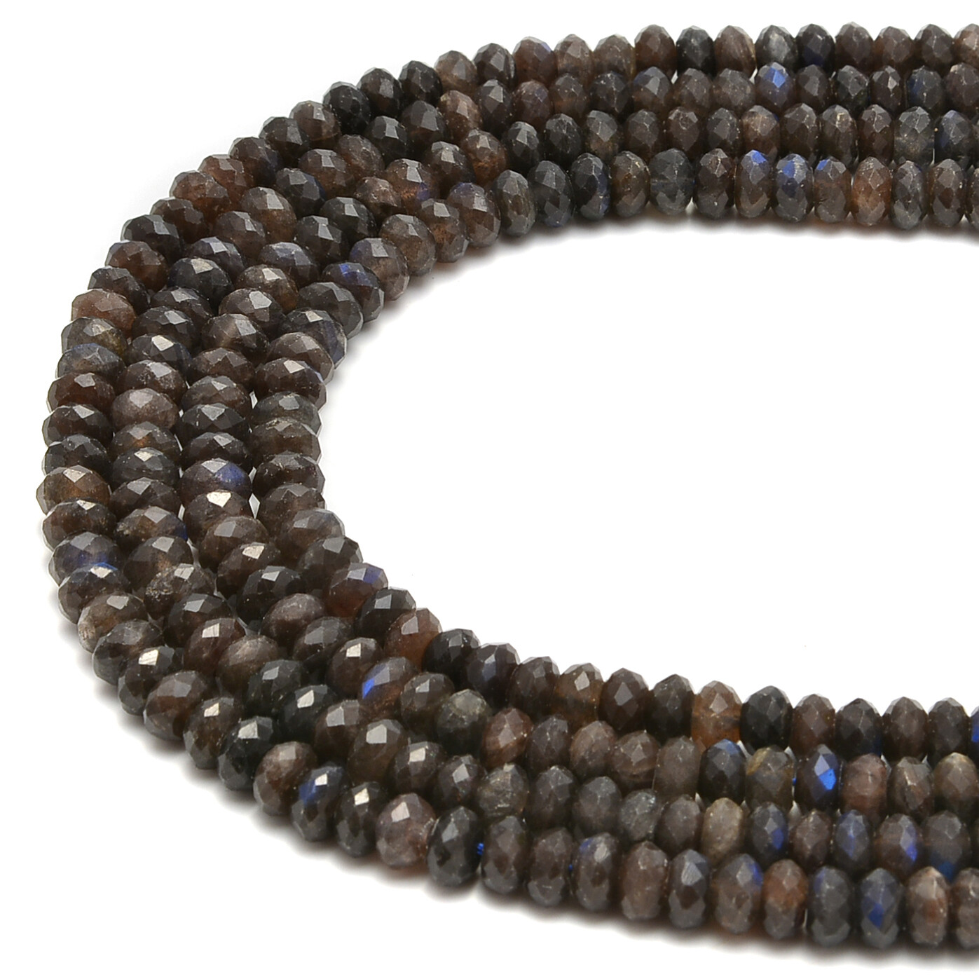 Dark Brown Labradorite Faceted Rondelle Beads Size 4x6mm 4x7mm 15.5″ Strand