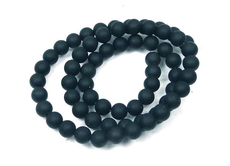6mm Matte Black Onyx Round Beads 15″