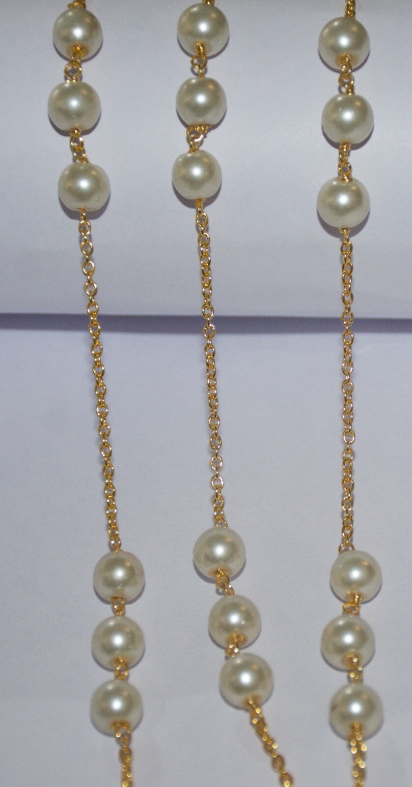Bulk beaded jewelry making chain, 8mm pearl glass beads rosary, craft body chain