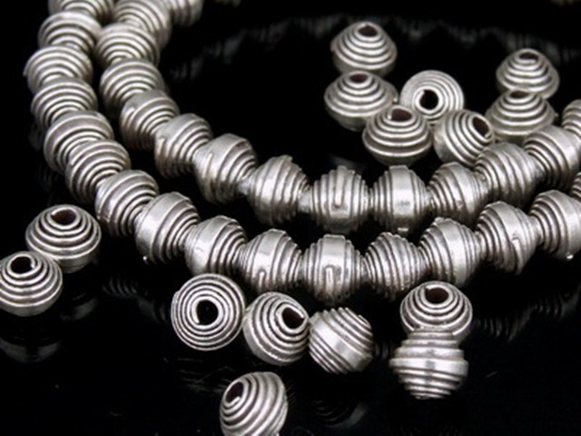 Silver beads Karen hill tribe handmade silver small wrap Bicone bead