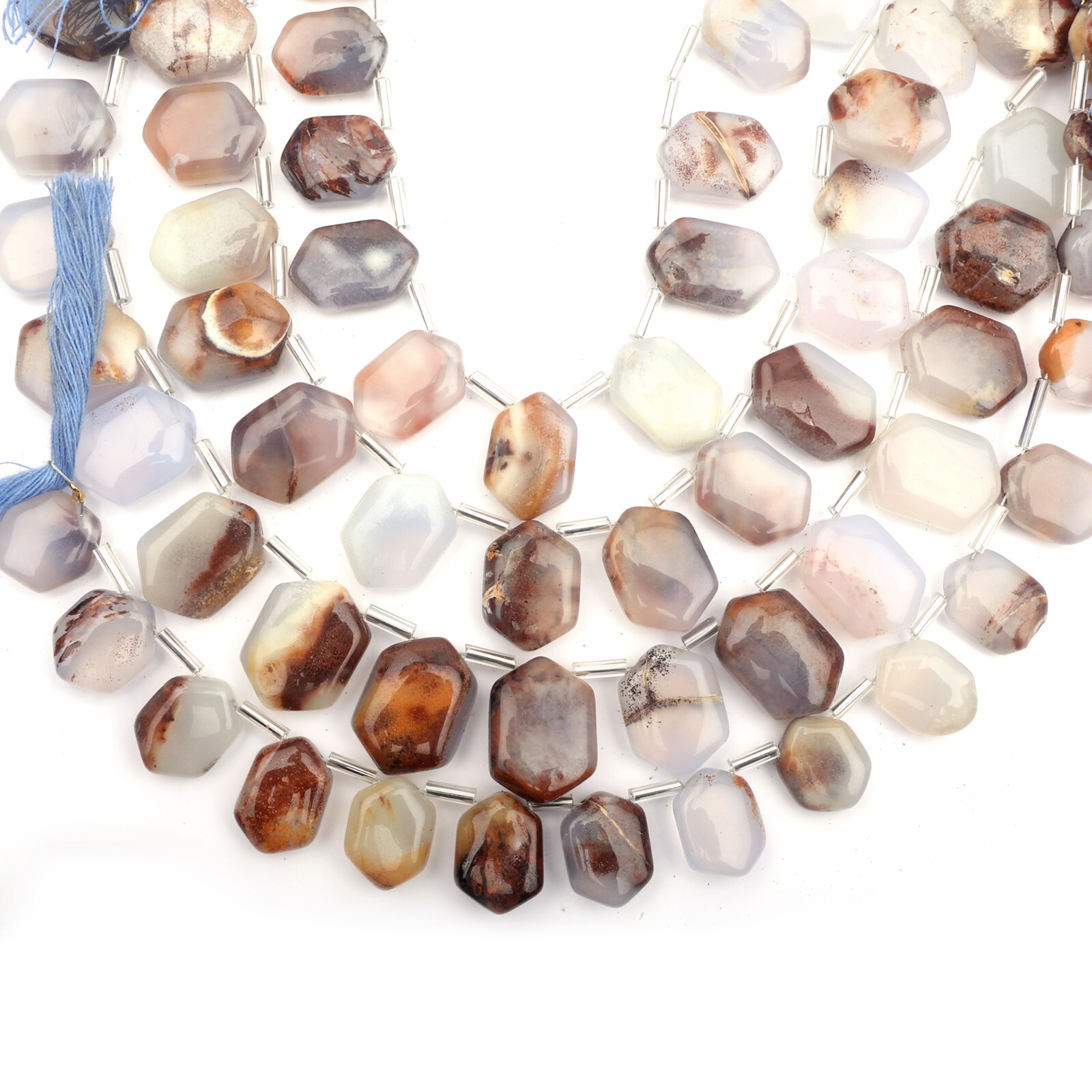 Natural Bio Chalcedony Beads 8 Inch Strand 11×13-11×15 MM Smooth Hexagon Shape