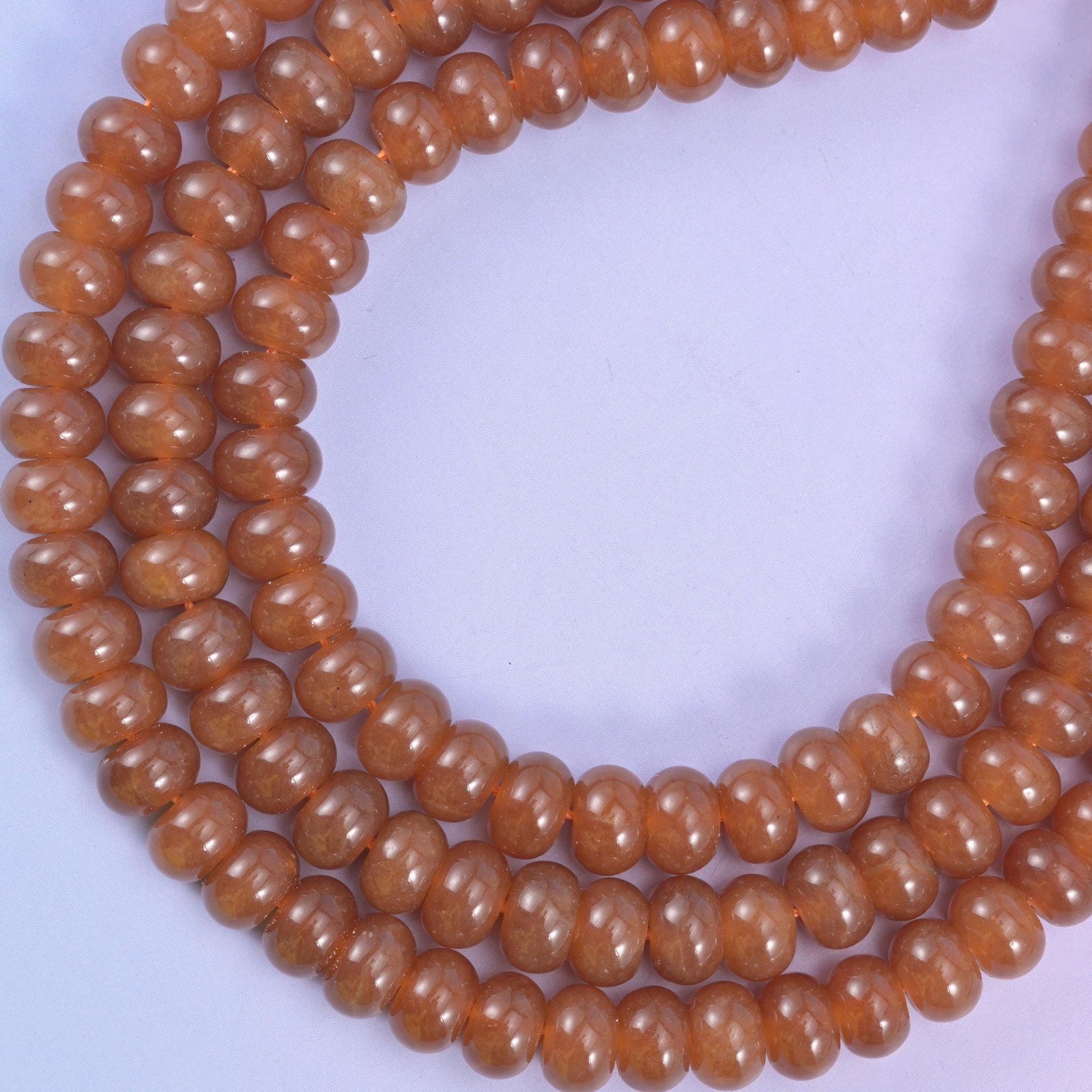 Caramel Color Dyed Jade Smooth Rondelle Beads Jewelry Making 5x8mm 15″ Strand