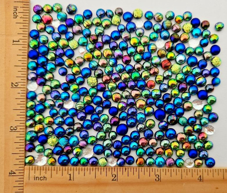 300 Tiny Handcrafted Dichroic Glass Cabochons/Lot/Jewelry Making Supplies/90 COE