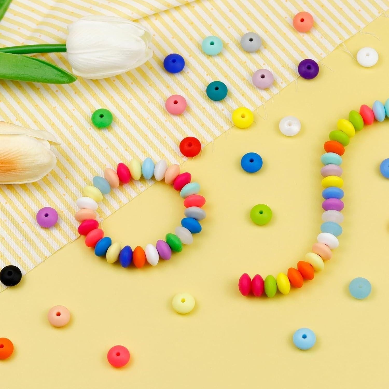 180Pcs Silicone Lentils 30 Colors Abacus Round Beads for Small Keychain Tipo 01